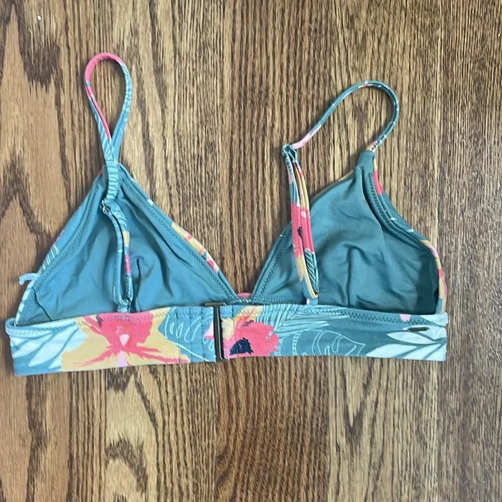 Rip Curl Bikini Top Size Small Tropical Floral Green Pink Yellow